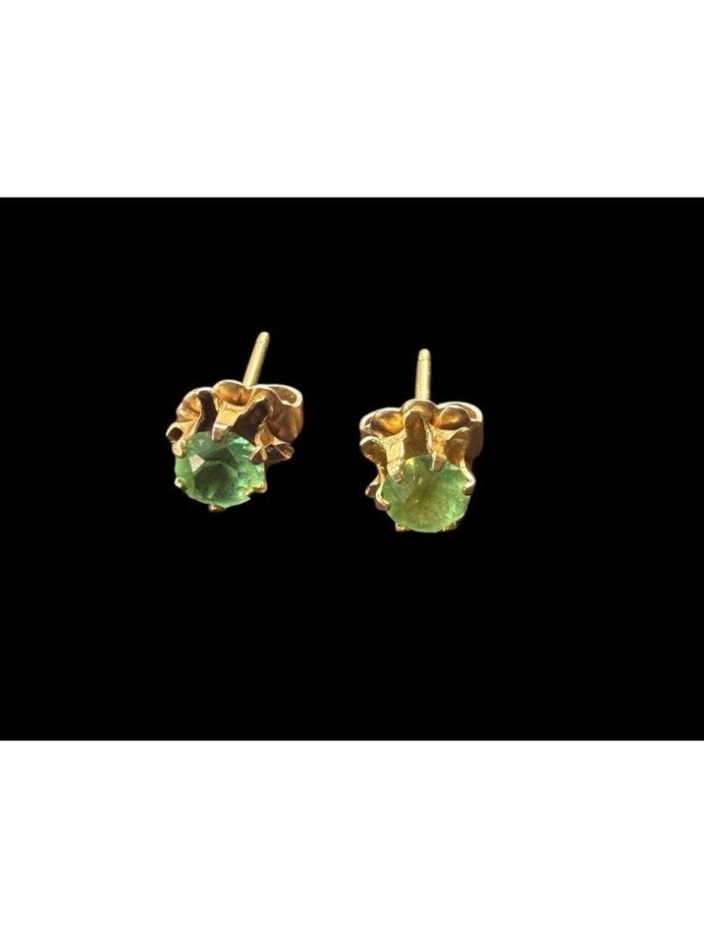 Carla 14K Yellow Gold Green Emerald Gemstone Solitaire Stud Earrings 1/2”